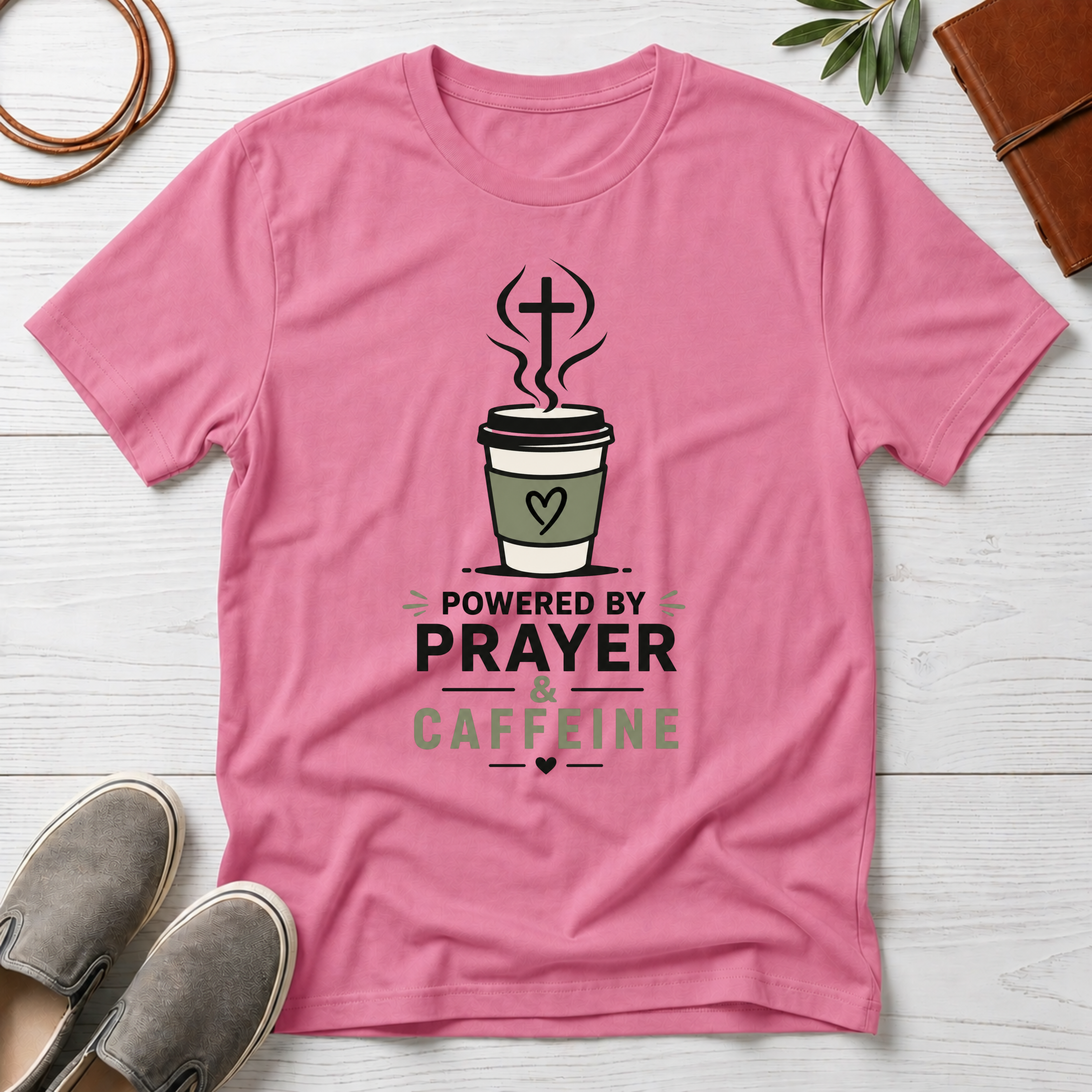 Powered By Prayer And CaffeineT-Shirt