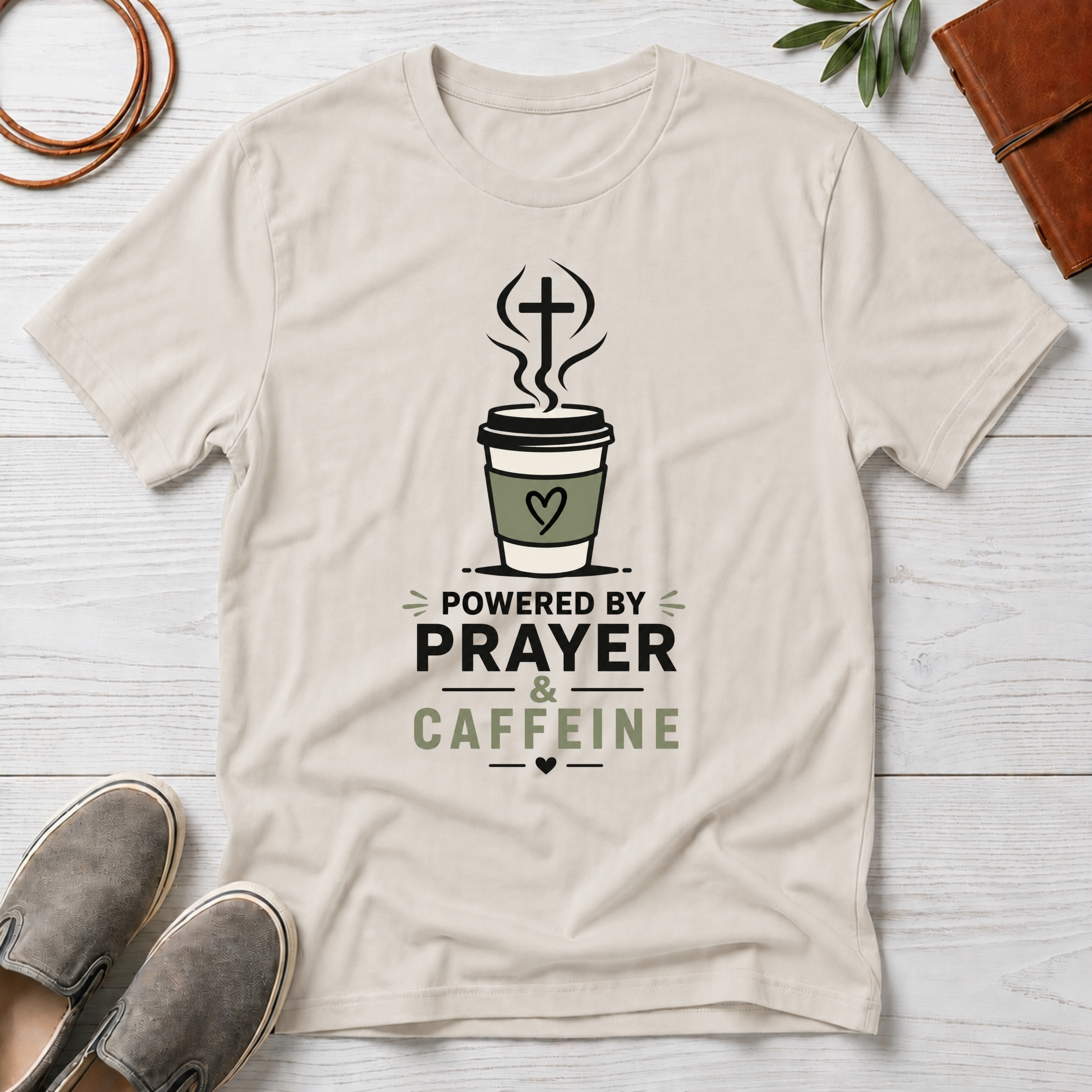 Powered By Prayer And CaffeineT-Shirt