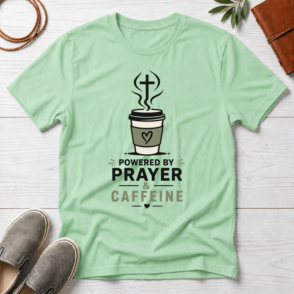 Powered By Prayer And CaffeineT-Shirt