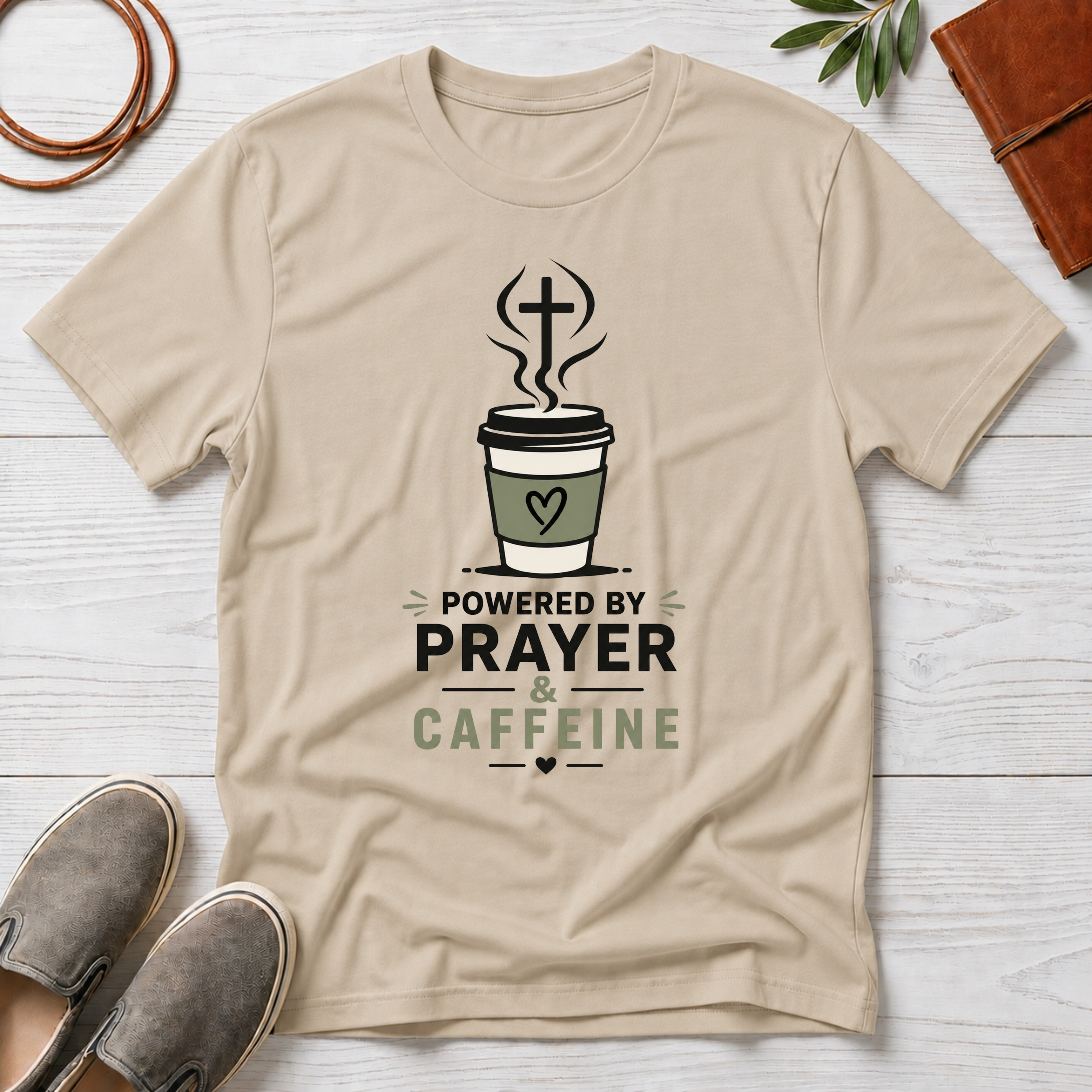 Powered By Prayer And CaffeineT-Shirt