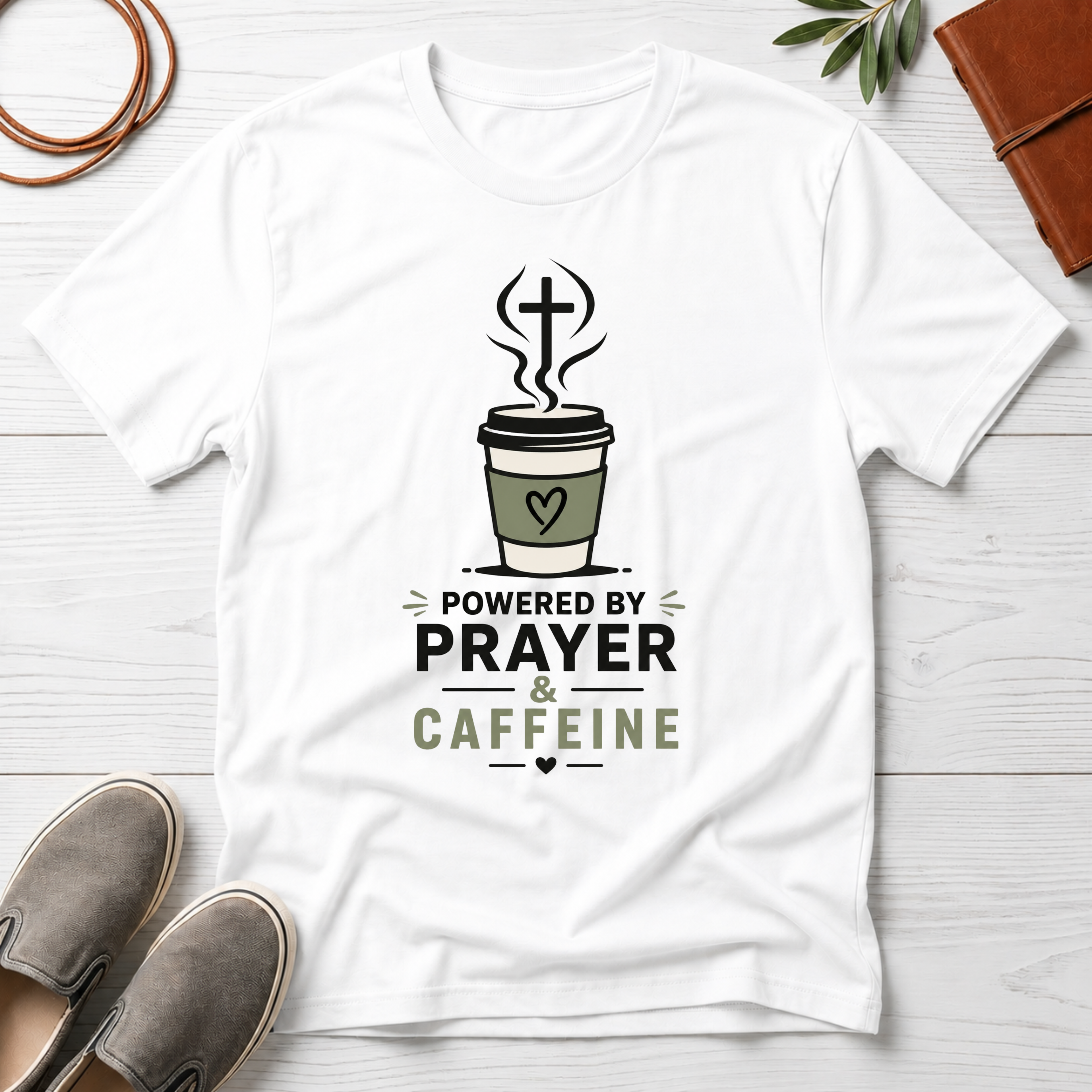 Powered By Prayer And CaffeineT-Shirt